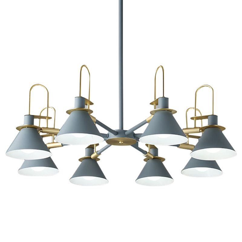 Conical Chandelier Pendant Light Minimalist Style Metal Living Room Suspension Light
