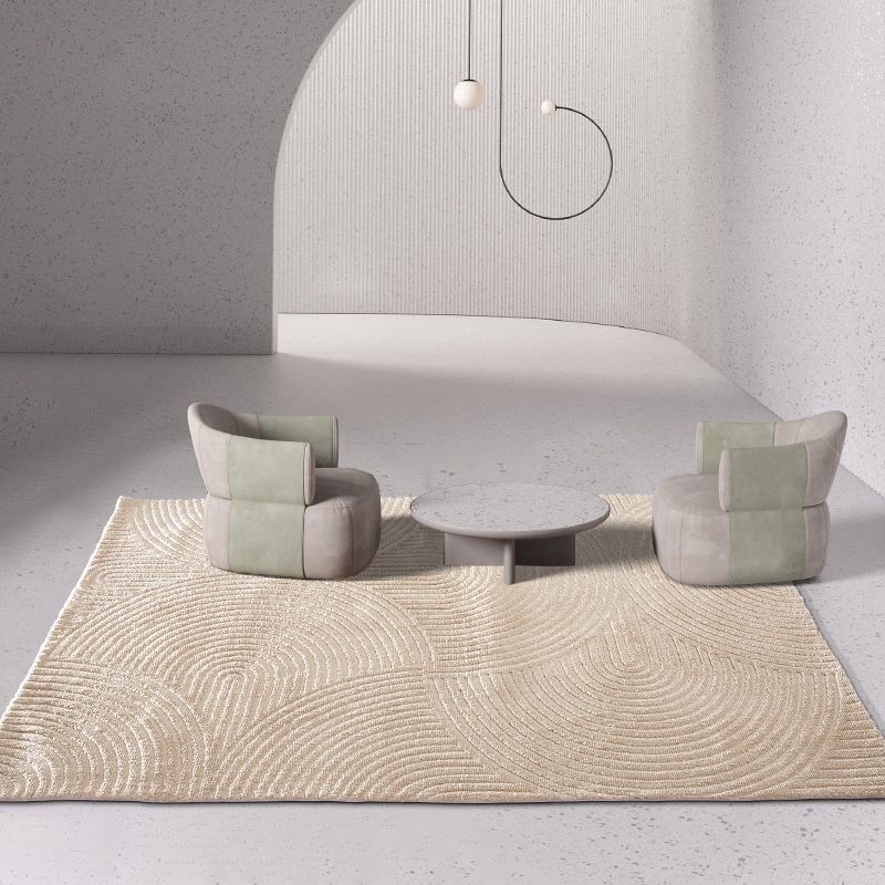 Khaki Pure Color Carpet Polyester Contemporary Area Rug Washable Rug for Living Room