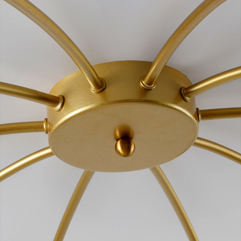 Global Semi Flush Mount Light Modern Metal Bedroom Semi Mount Lighting in Gold