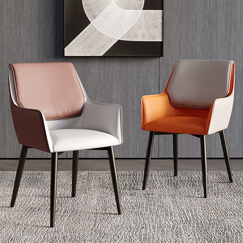 Home Contemporary Arm Chair Parsons Back Metal Dining Room Chair with Cushion
