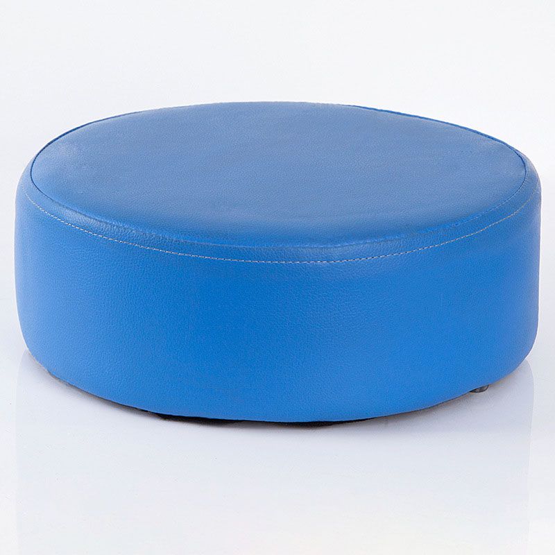Modern Round Shape Pouf Leather Solid Color Pouf for Drawing Room