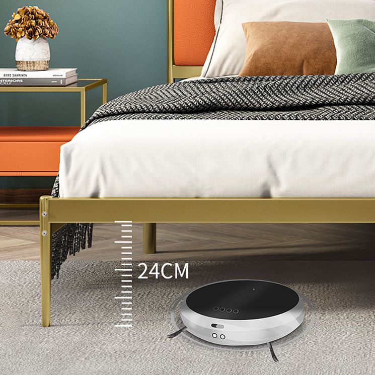 Glam Metal Solid Color Rectangular Upholstered Headboard Standard Bed