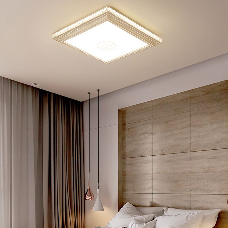 1 Light Geometric Flush Ceiling Light Minimal Crystal Flush Mount Fixture