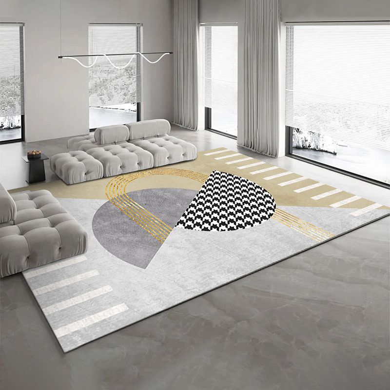 Light Luxury Style Rug Rectangle Shape Living Room Carpet Polyester Washable Area Rug