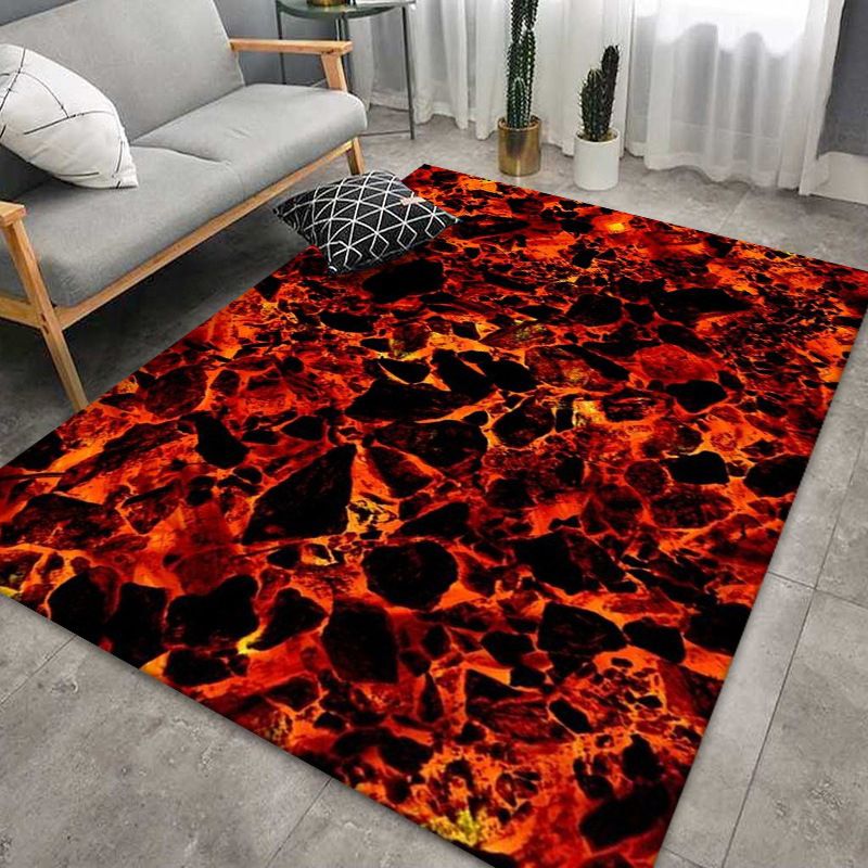 Gold Contemporary Rug Polyester Abstract Print Rug Stain Resistant Rug for Living Room