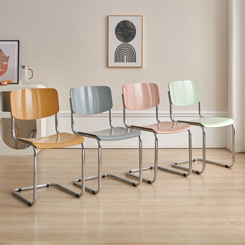 Contemporary Dining Room Silver Leg Open Back Armless Dining Chair