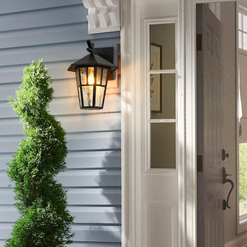 Retro Style Glass Wall Light Geometric Single Light Wall Sconce for Outdoors