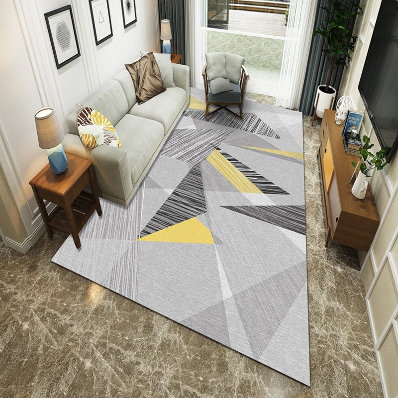 Modernist Geometric Block Rug Multicolor Synthetics Rug Stain Resistant Washable Non-Slip Rug for Family Room