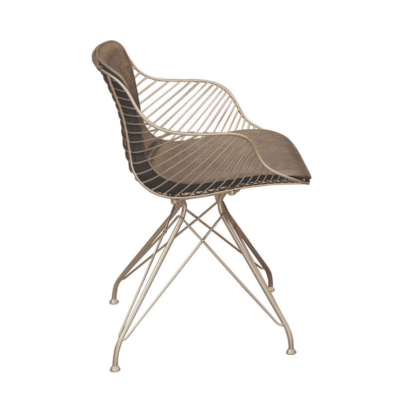 Contemporary Metal Dining Armchair with Arm Patio Dining Chair