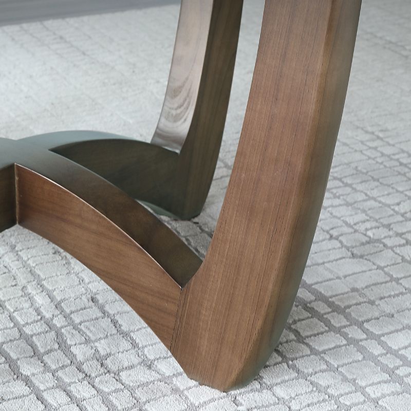 Brown Solid Wood Dining Table Turntable Furniture with Pedestal Base for Home