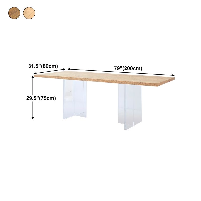 Modern Solid Wood Kitchen Table Rectangle Dining Table with Double Pedestal