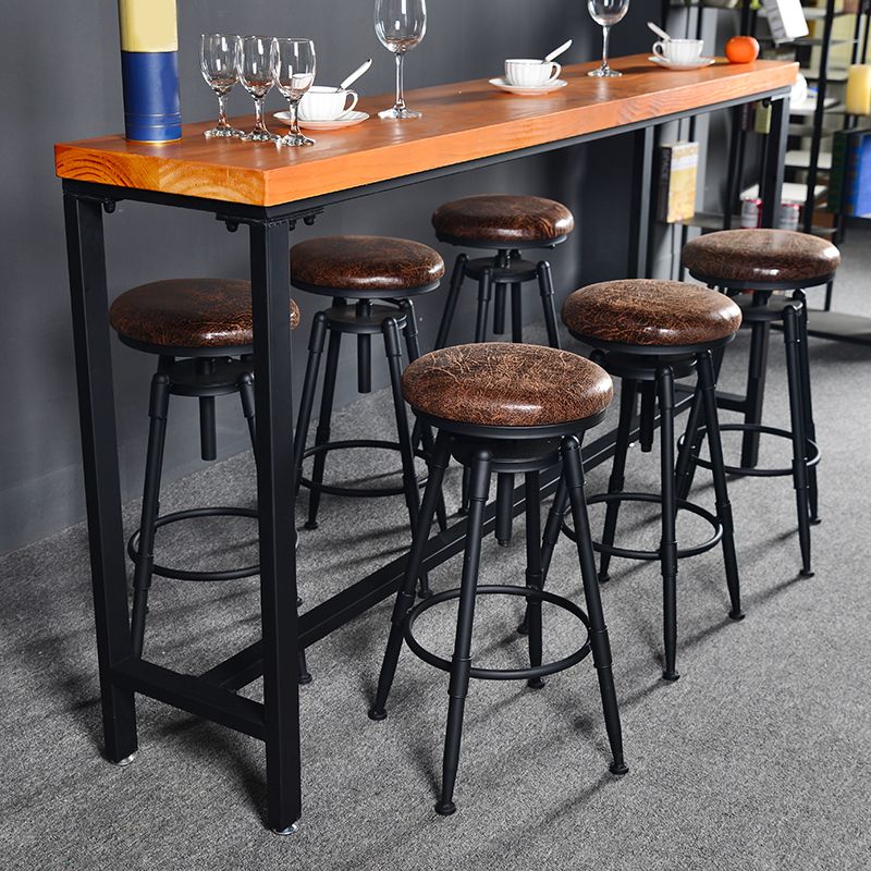 Industrial Style Bar Table Rectangle Solid Wood Pub Bar Table in Brown