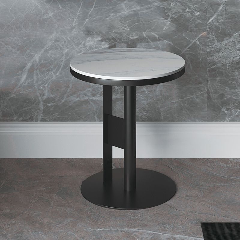 Contemporary Accent Side Table Round Pedestal Living Room Metal Corner Table