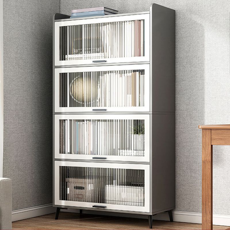 Wooden Engineered Wood Bookcase with Doors Closed Back Bookshelf Doors Included