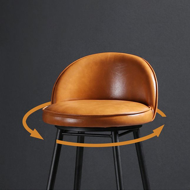 Contemporary Restaurant Footrest Stool Matte Finish Leather Barstool