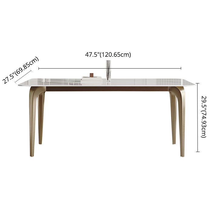 Modern Style Traditional Height Dining Set with Fixed Rectangle Shape Table and 4 Gold Legs Base