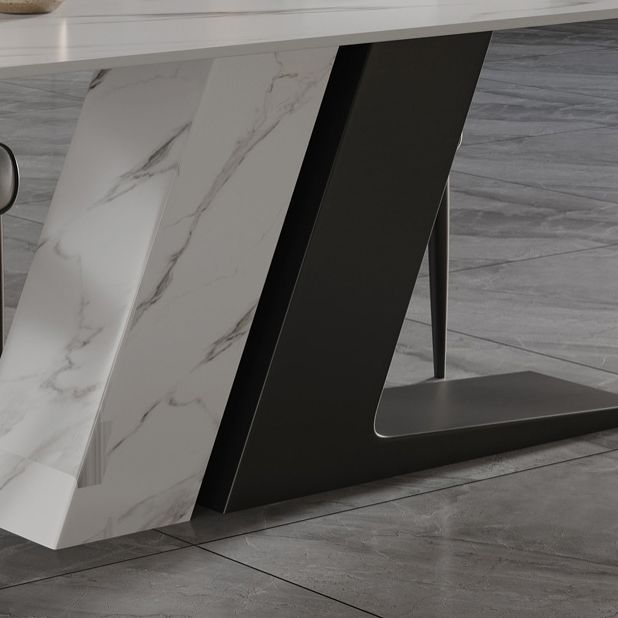 Modern Sintered Stone Top Dining Set Rectangle 1/2/5/7 Pieces Dinette Table Set in White