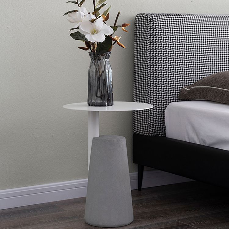 Round Iron Top End Table Concrete Pedestal Sofa Side Accent Table