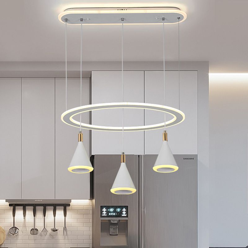 Pendentif multi-léger à cône blanc LED