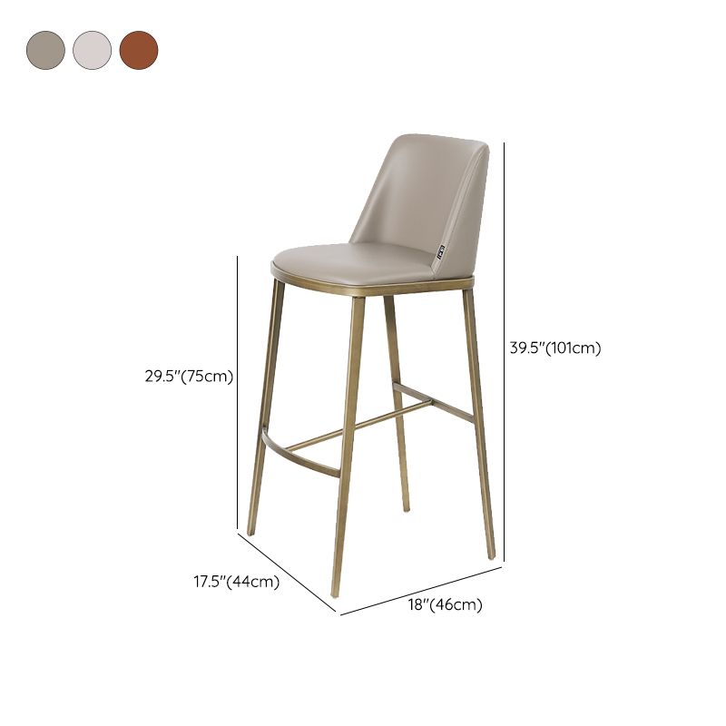 Glam Leather Bar Stool Backrest Gold Frame Counter Stool for Bristol