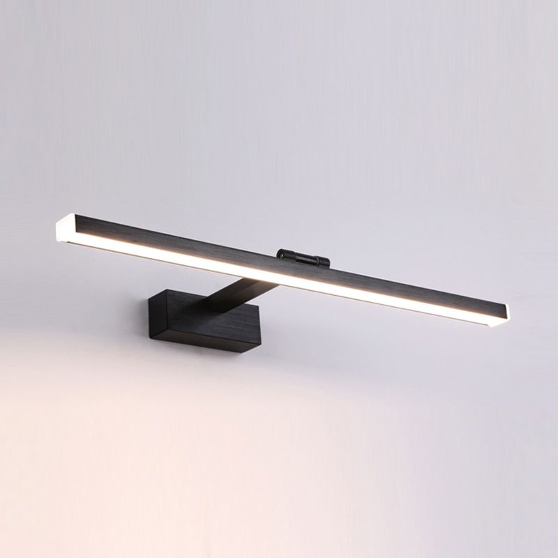 Linear Shade Metal Wall Sconce Modern Style 1-Light Mirror Wall Mount Lighting in Black