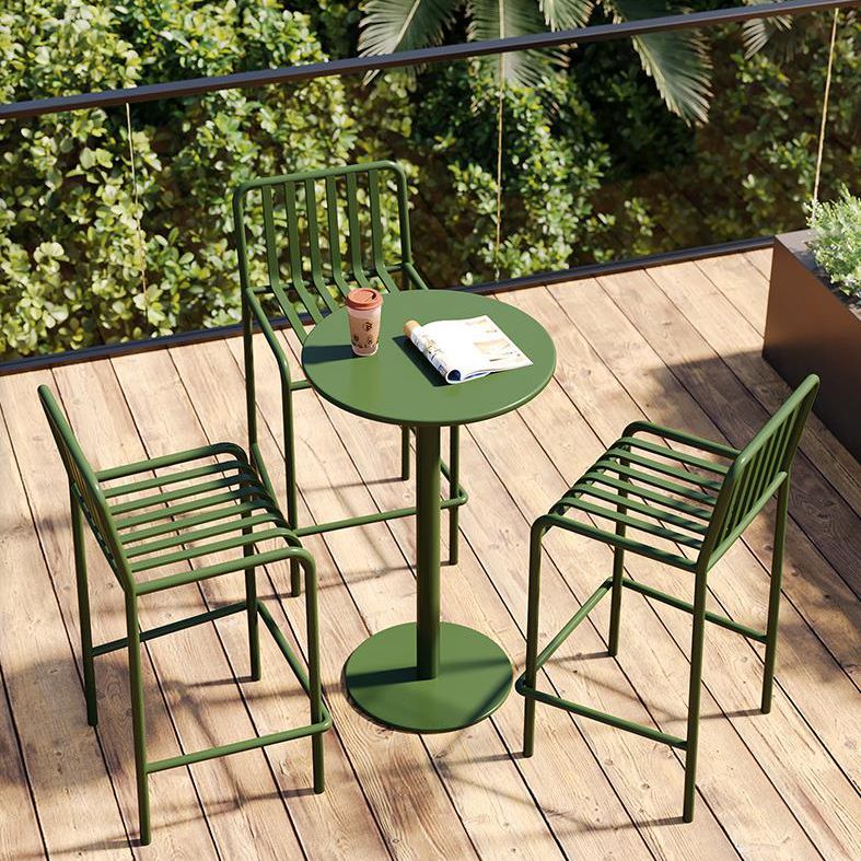 Contemporary Metal Round Bar Table Outdoor Pedestal Bar Dining Table