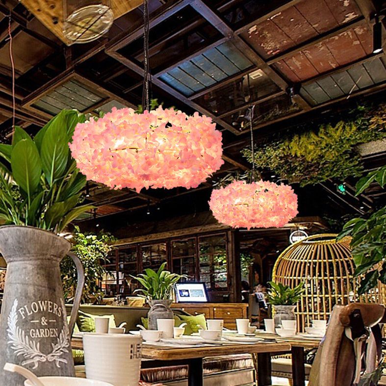 3-lichts moderne stijl bloemen hangen licht roze creatieve verlichting hanger voor coffeeshop