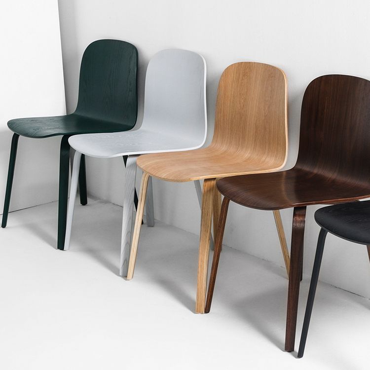 Silla auxiliar de comedor de estilo moderno, silla con respaldo sólido sin brazos y patas de madera para cocina