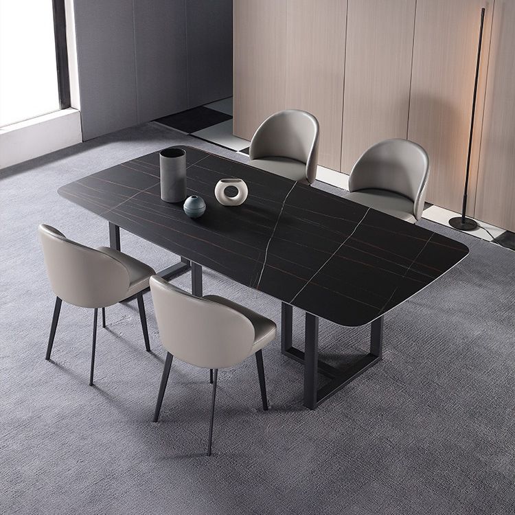 Black Double Pedestal Dinette Set 1/4/5 Pieces Indoor Designer Dining Table Set