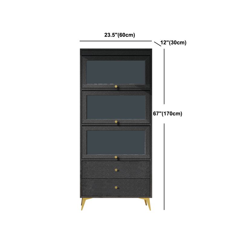 Contemporary 2- Drawer Black Wooden Cabinet, Rectangle Accent Cabinet