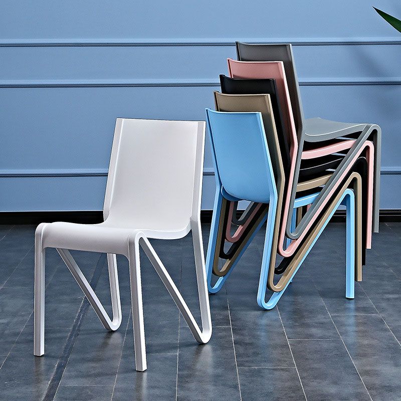 Plastic Scandinavian Kitchen Dining Room Side Chair Solid Back Chair