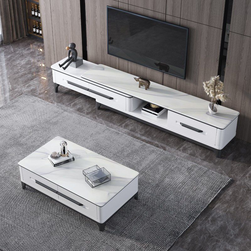 Slate Coffee or End Table with Storage Drawers Rectangle 4 Legs