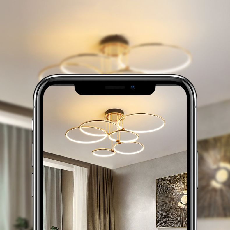 Kreise Metall Kronleuchter Beleuchtung minimalistische LED -Golddecke Anhänger Licht