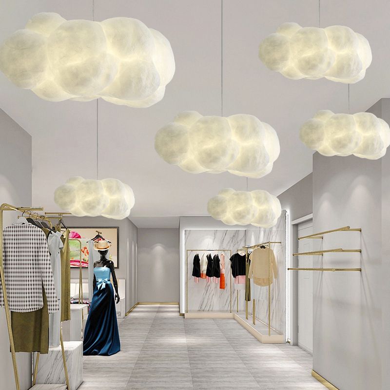 Creative Cloud Shape Hanging Light Modern Style Cotton Decorative Lighting Pendant for Bedroom