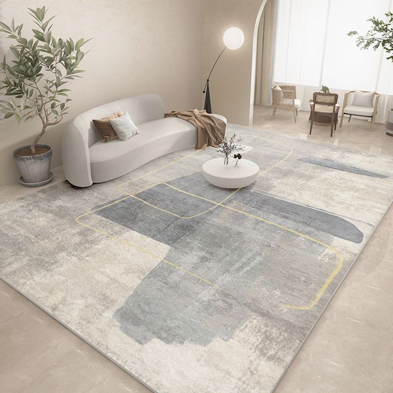Blue Modern Rug Abstract Print Polyester Area Rug Stain Resistant Area Carpet for Home Decor