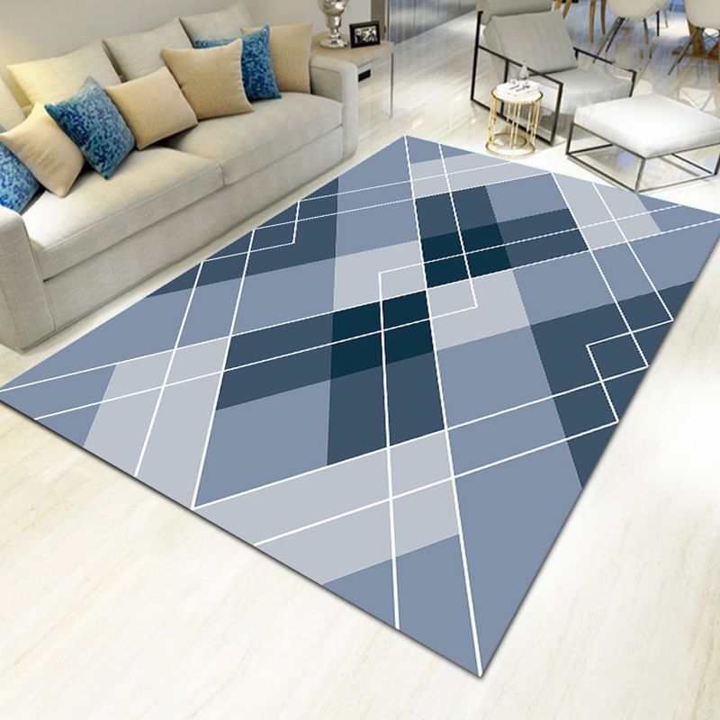 Contemporary Living Room Rug Multi-Colored Geo Patterned Carpet Synthetics Pet Friendly Machine Washable Rug
