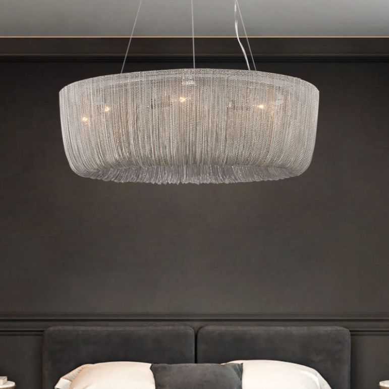 Aluminum Contemporary Hanging Light Fixtures Tassel Drop Lamp for Living Room