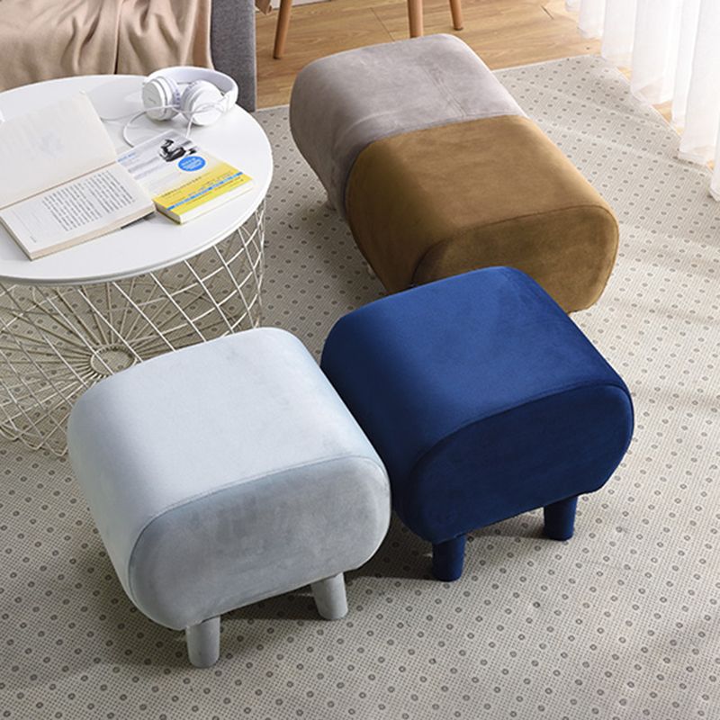 Modern Stain Resistant Standard Oval Dark Blue Velvet Indoor Pouf