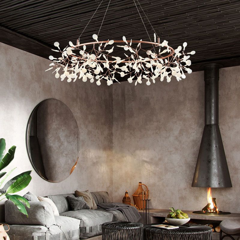 Glowworm Chandelier Light Fixtures Modern Multi-Head Hanging Pendant Lights with Acrylic Shade