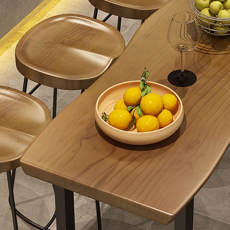 Industrial Bar Height Table Solid Wood Top Bistro Table with Sled Base