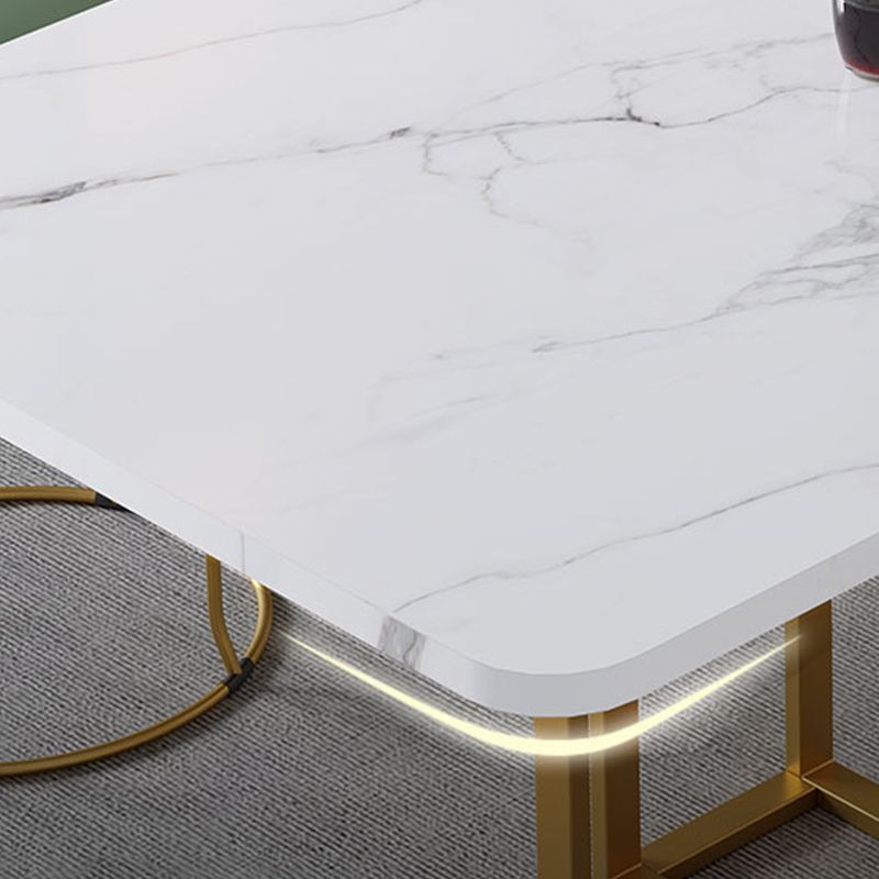 Modern Foldable White Table for Restaurant Rectangle Table with Trestle Base