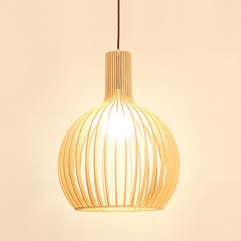 Geometric Shape Wood Hanging Light Modern 1 Light Hanging Light Fixtures in Brown