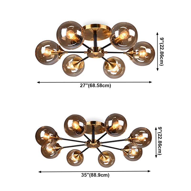 Contemporánea Sphere Flush Light Light Light Lámparas de montaje de vidrio en oro