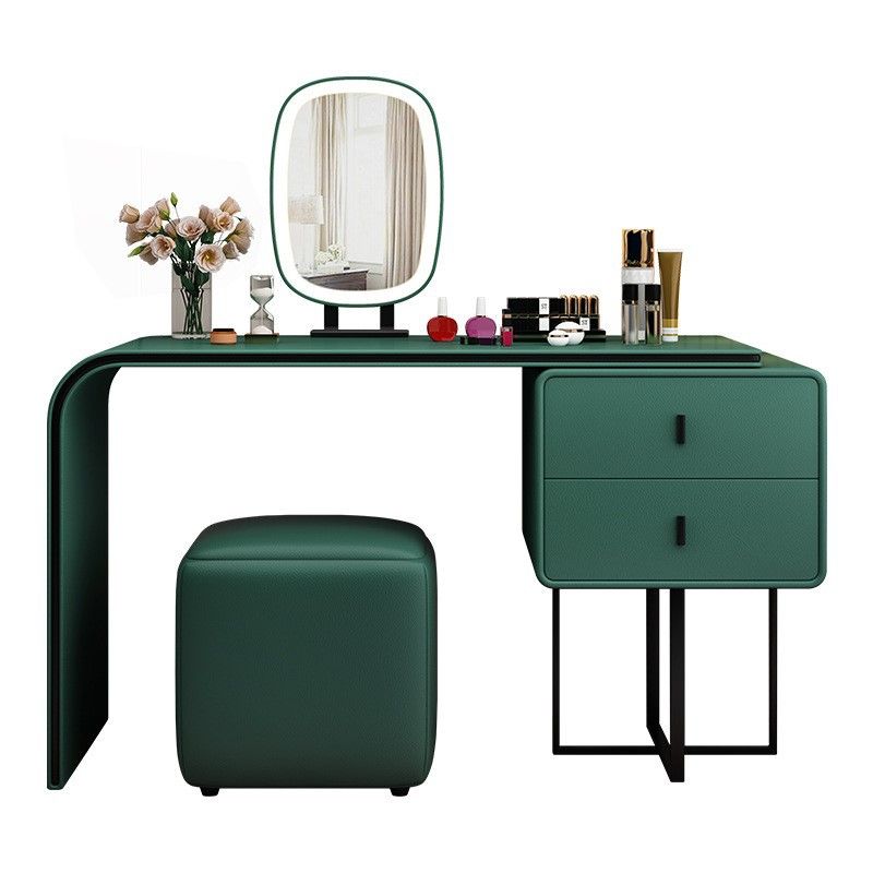 Glam Style 2-Drawer Solid Color Dressing Table Mirror Make-up Vanity