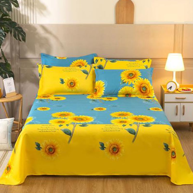 Sheet Set Cotton Floral Printed Ultra Soft Breathable Wrinkle Resistant Bed Sheet Set