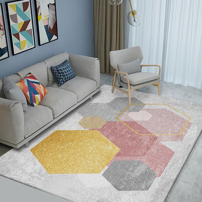 Tapis moderne de couleur douce, synthétique, formes géométriques, facile d'entretien, antidérapant, pour la décoration de la maison