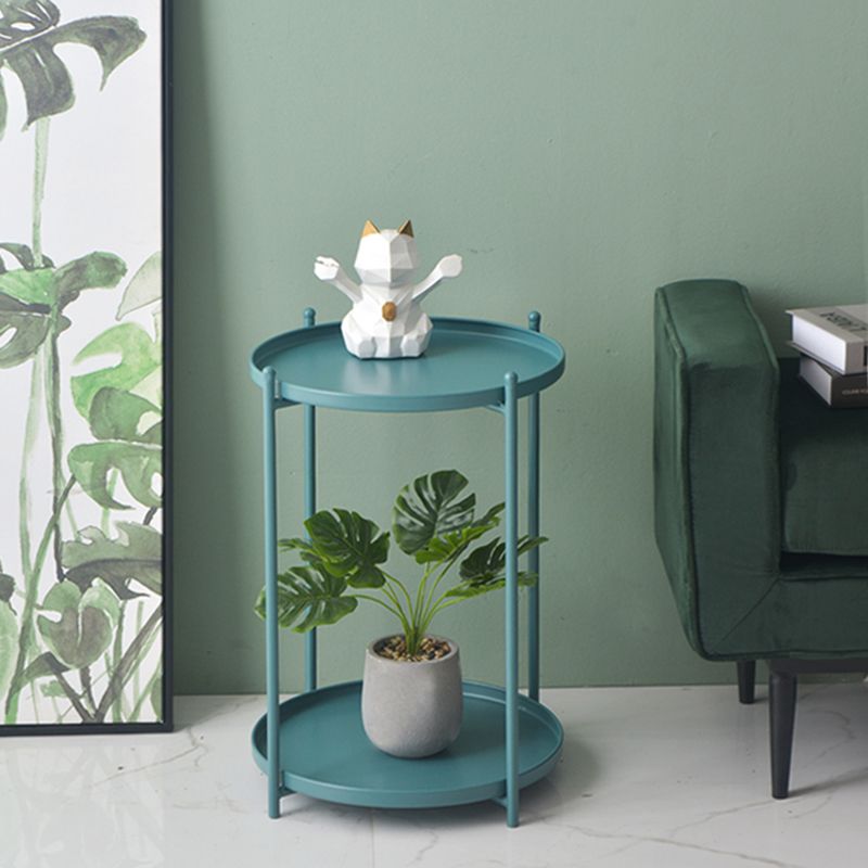 Mid-Century Round Tray Top Side End Table 4 Legs Side Side Table
