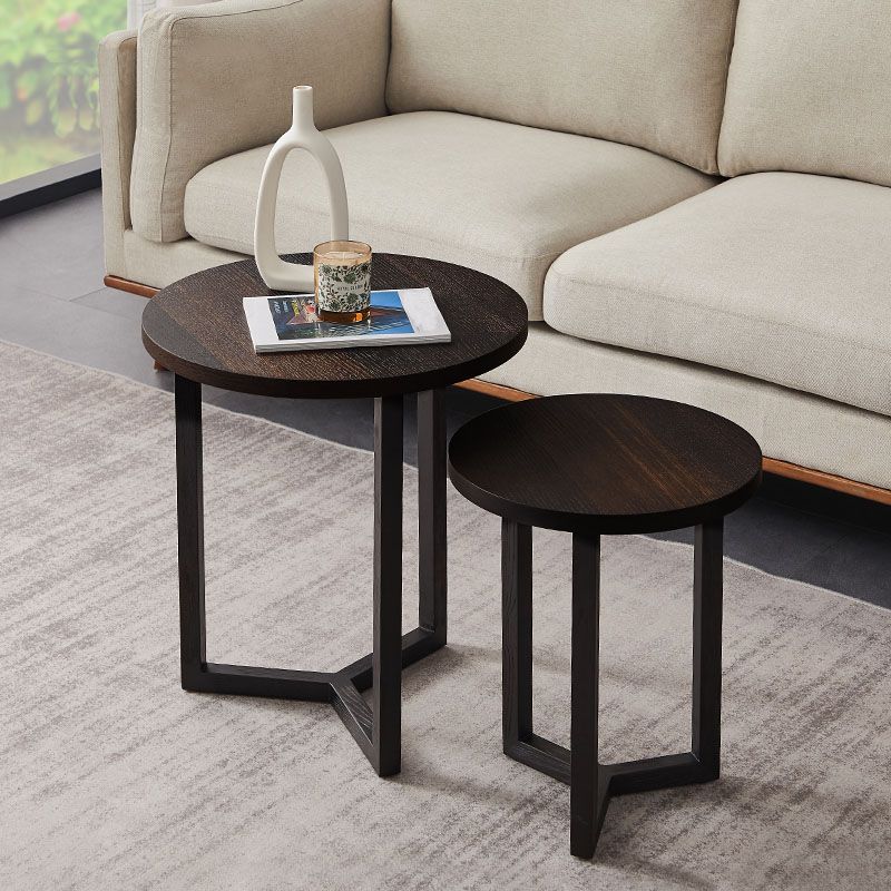 Round Wood Side Table Nordic Style Side Table for Living Room