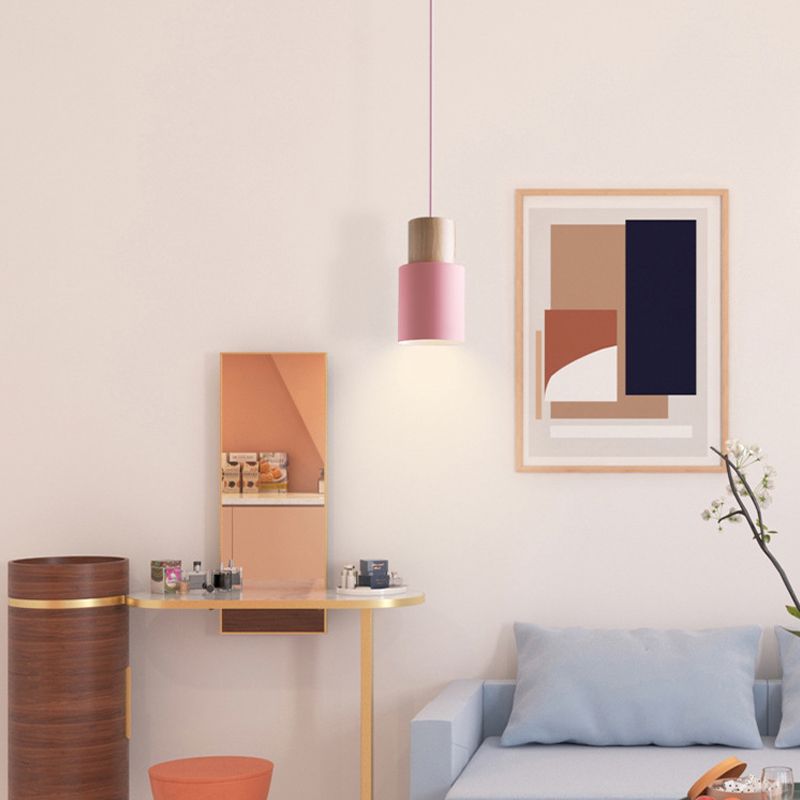 Modern Nordic Macaron Hanging Lamping Alluminio Cilindrico Light Penderant per spazi interni