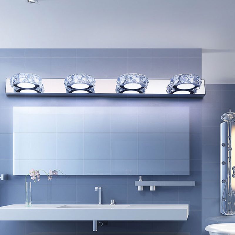 K9 Kristallblock Waschtisch Wandleuchter Modernismus Chrom Finish LED -Wandlampe für Bad